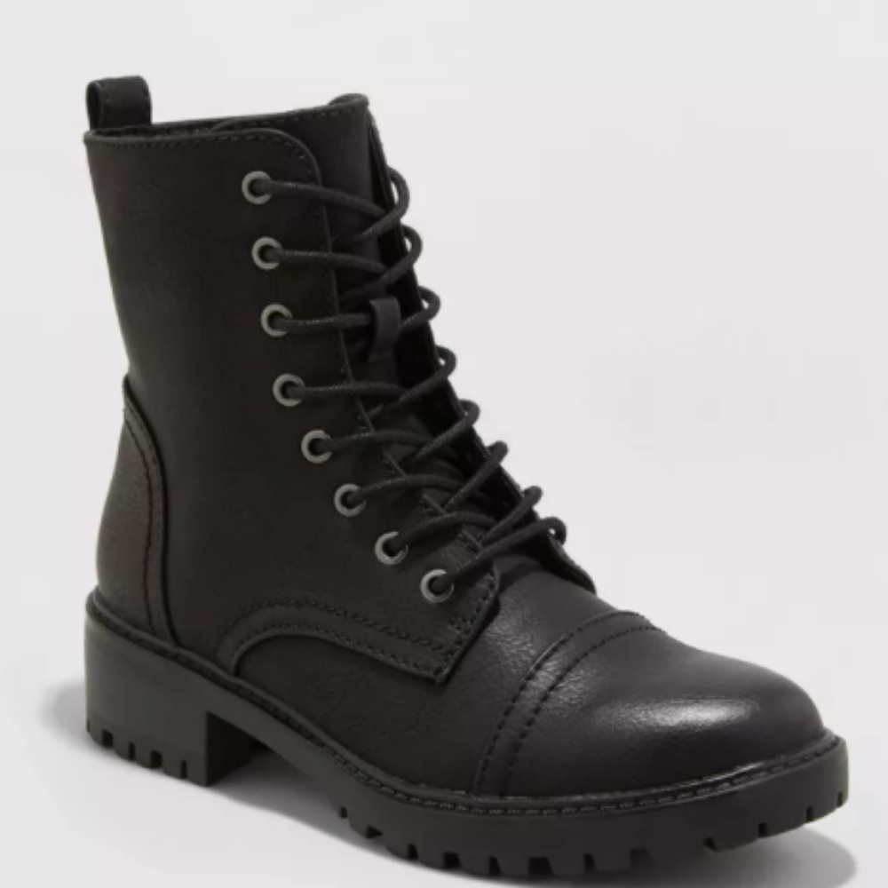 Black Combat Boots Booties Size 6.5